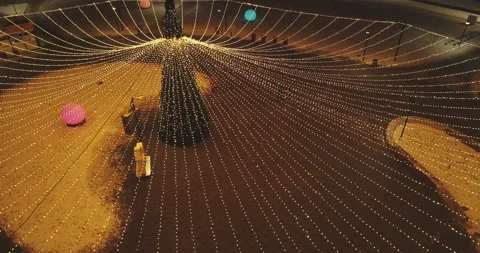 Aerial view of city center new year tree Stock Footage 99831792