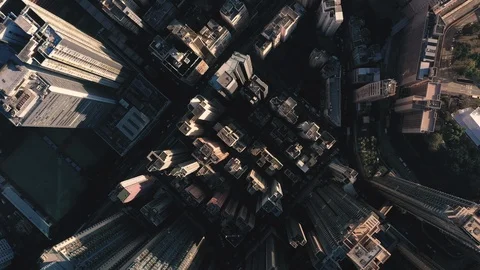 Aerial view city central park, trains, buildings and skyscrapers in New York Stock Footage