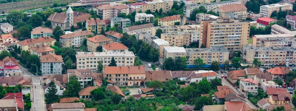 Aerial view of the city of Deva Stock Photos