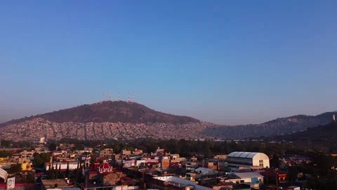 Aerial view of city at down Stock Footage 130422799