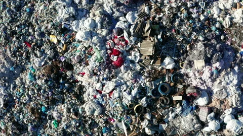 Aerial view of a city dump. The concept of pollution and excessive consumption. Stock Footage 168460799