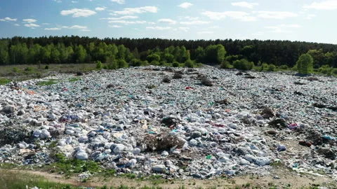 Aerial view of city dump. Pollution concept, top view. Stock Footage 130640700