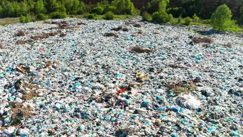 Aerial view of city dump. Pollution concept, top view. Vídeo Stock 130647915