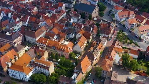Aerial view of the city Eberbach in Germany. Stock Footage 125520588