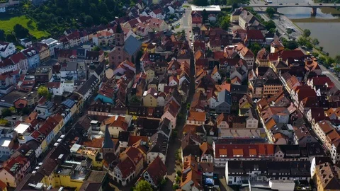 Aerial view of the city Eberbach in Germany. Stock Footage 125524569