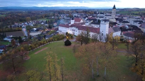 Aerial view of the city of enns, upper austria Stock Footage 320446676