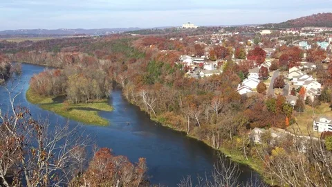 Aerial view of city in the fall. Stock Footage 82798384