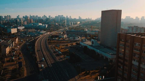 Aerial view of a city Stock Footage 129232176