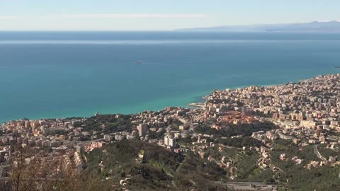 Aerial view of the city of Genoa Stock Footage 154366554