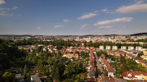 Aerial view of city of Gera, Thuringia, good weather Stock Photos