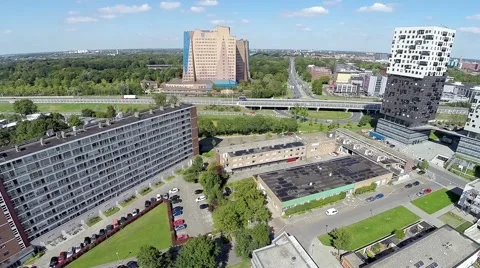Aerial view of a city (Groningen, Netherlands) Stock Footage