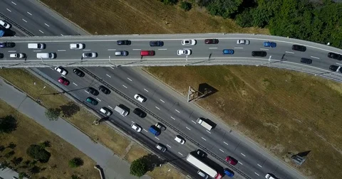 Aerial view of City highways. traffic Stock Footage