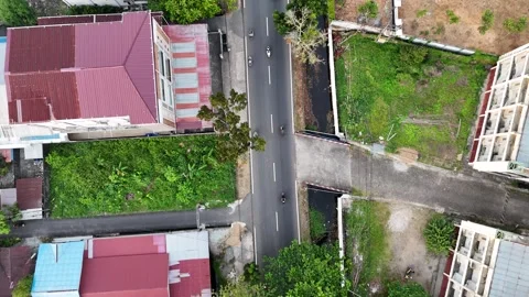 Aerial View of City Intersection and Motorcycles Video stock 347350539