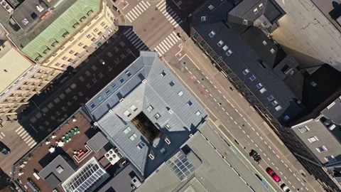 Aerial view of city intersection in Oslo, Norway. Stock Footage 340044330
