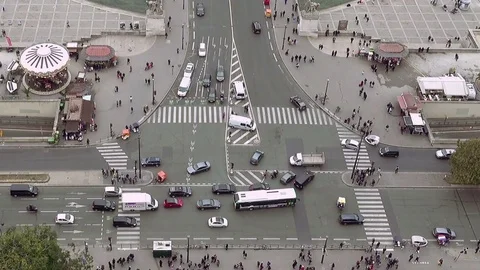 Aerial view of city intersection traffic Stock Footage 72935178