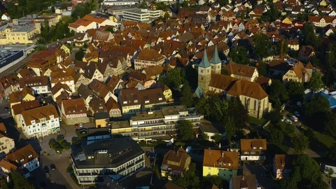 Aerial view of the city Murrhardt in Germany Stock Footage 125954853