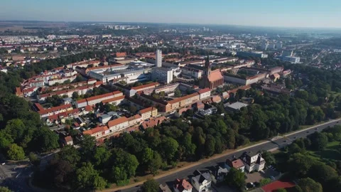 Aerial view of the city Neubrandenburg Stock Footage 292832053