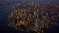 Aerial View Of City At Night. Metropolis Urban Landmark. New York City Skyline Stock Footage