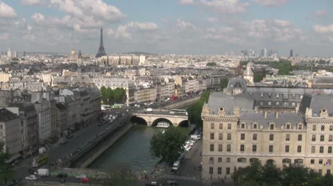 Aerial view of the City of Paris with the Eiffel Tower in the distance. Stock Footage 51832993