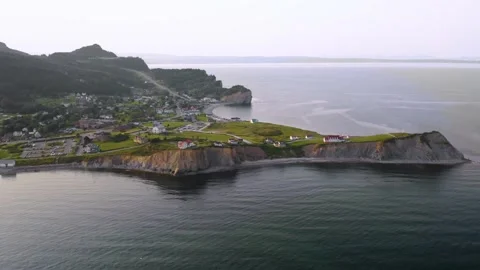 Aerial view of the city of Percé Stock Footage 159383793