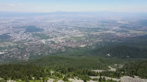 Aerial view of city of Sofia from Vitosha Mountain, Bulgaria Stock Footage 201493165