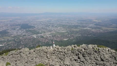 Aerial view of city of Sofia from Vitosha Mountain, Bulgaria Stock Footage 202064308