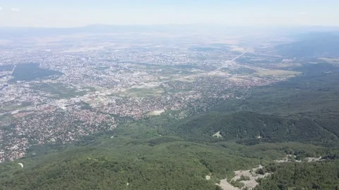 Aerial view of city of Sofia from Vitosha Mountain, Bulgaria Stock Footage 202064629