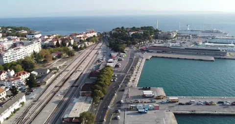 Aerial view of the city of Split, with its old and modern buildings, the Stock Footage 332197674