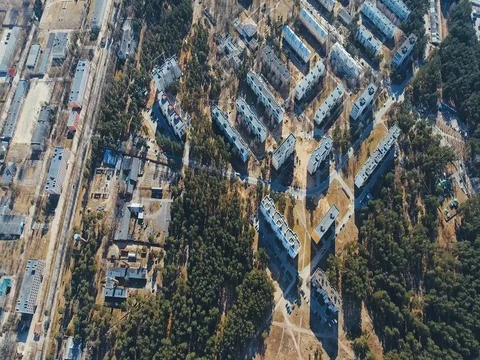 Aerial view of city in summer Video stock 85115576
