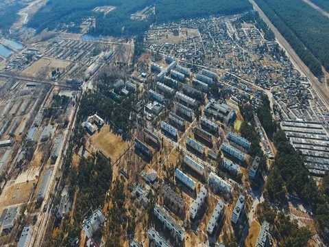 Aerial view of city in summer Video stock 85115884