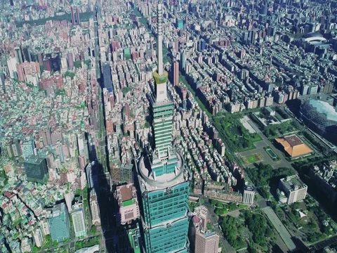 Aerial view of City of Taipei, Taiwan Stock Footage