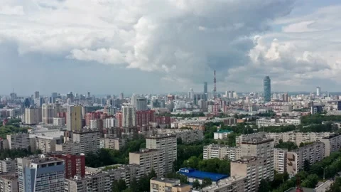 Aerial view of the city before a thunderstorm Stock Footage 199195953