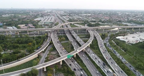Aerial view city transport intersection road with car movement Stock Footage 100346722