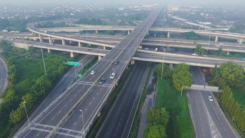 Aerial view city transport intersection road with car Stock Footage 292345570