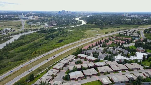 Aerial View of the Cityscape in Calgary, Canada Stock Footage 257775554
