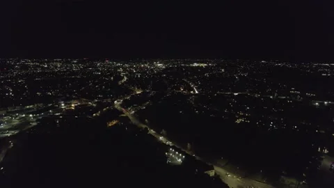Aerial view of cityscape at night Stock Footage 231136729
