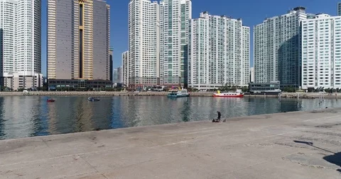 Aerial view of the cityscape, Skyscraper of Centum city in Busan Stock Footage 100962059