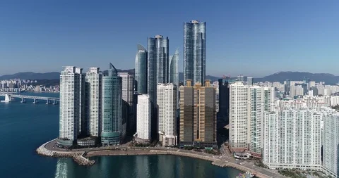 Aerial view of the cityscape, Skyscraper of Centum city in Busan Stock Footage 100962154