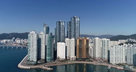 Aerial view of the cityscape, Skyscraper of Centum city in Busan Stock Footage 100962170