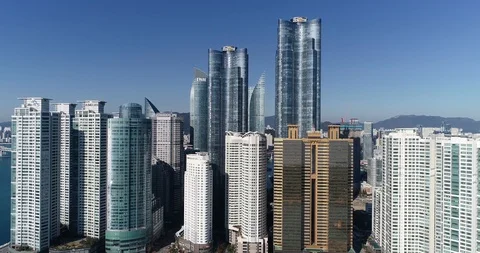 Aerial view of the cityscape, Skyscraper of Centum city in Busan Stock Footage 100962219