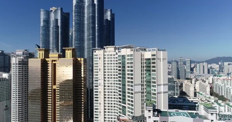Aerial view of the cityscape, Skyscraper of Centum city in Busan Stock Footage 100962226