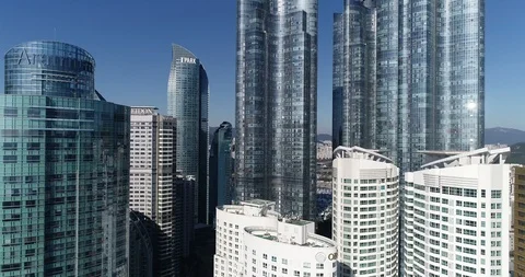 Aerial view of the cityscape, Skyscraper of Centum city in Busan Stock Footage 100962235