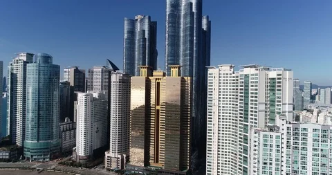 Aerial view of the cityscape, Skyscraper of Centum city in Busan Video stock 100962246