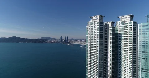 Aerial view of the cityscape, Skyscraper of Centum city in Busan Stock Footage 100962247