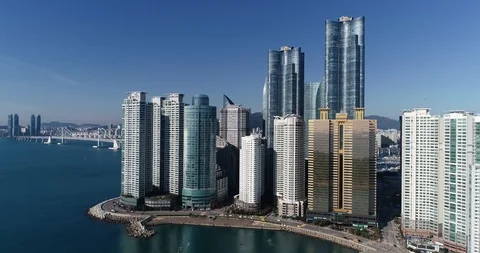 Aerial view of the cityscape, Skyscraper of Centum city in Busan Stock Footage 100962260