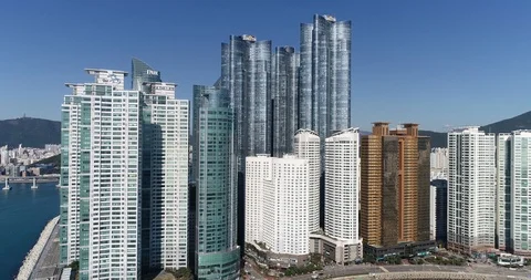 Aerial view of the cityscape, Skyscraper of Centum city in Busan Stock Footage 100962284