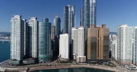 Aerial view of the cityscape, Skyscraper of Centum city in Busan Stock Footage 100962329