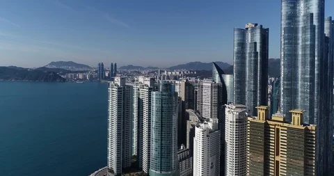 Aerial view of the cityscape, Skyscraper of Centum city in Busan Video stock 100962350