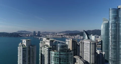 Aerial view of the cityscape, Skyscraper of Centum city in Busan Stock Footage 100962372