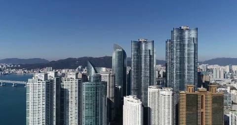 Aerial view of the cityscape, Skyscraper of Centum city in Busan Stock Footage 100962381